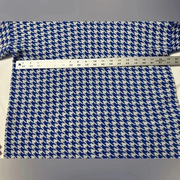 Kier + J 100% Cashmere Sweater | Blue and White Houndsthooth print | Size xl - Picture 3 of 11